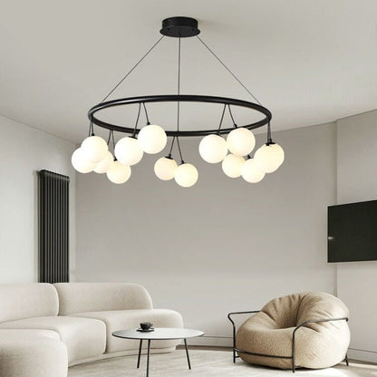 Valentina Nordic LED-Kronleuchter aus schwarzem Metall/Glas für Esszimmer/Wohnzimmer/Schlafzimmer