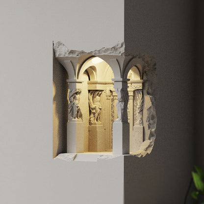Arisha Art Deco Flush LED Plaster Wall Lamp, White