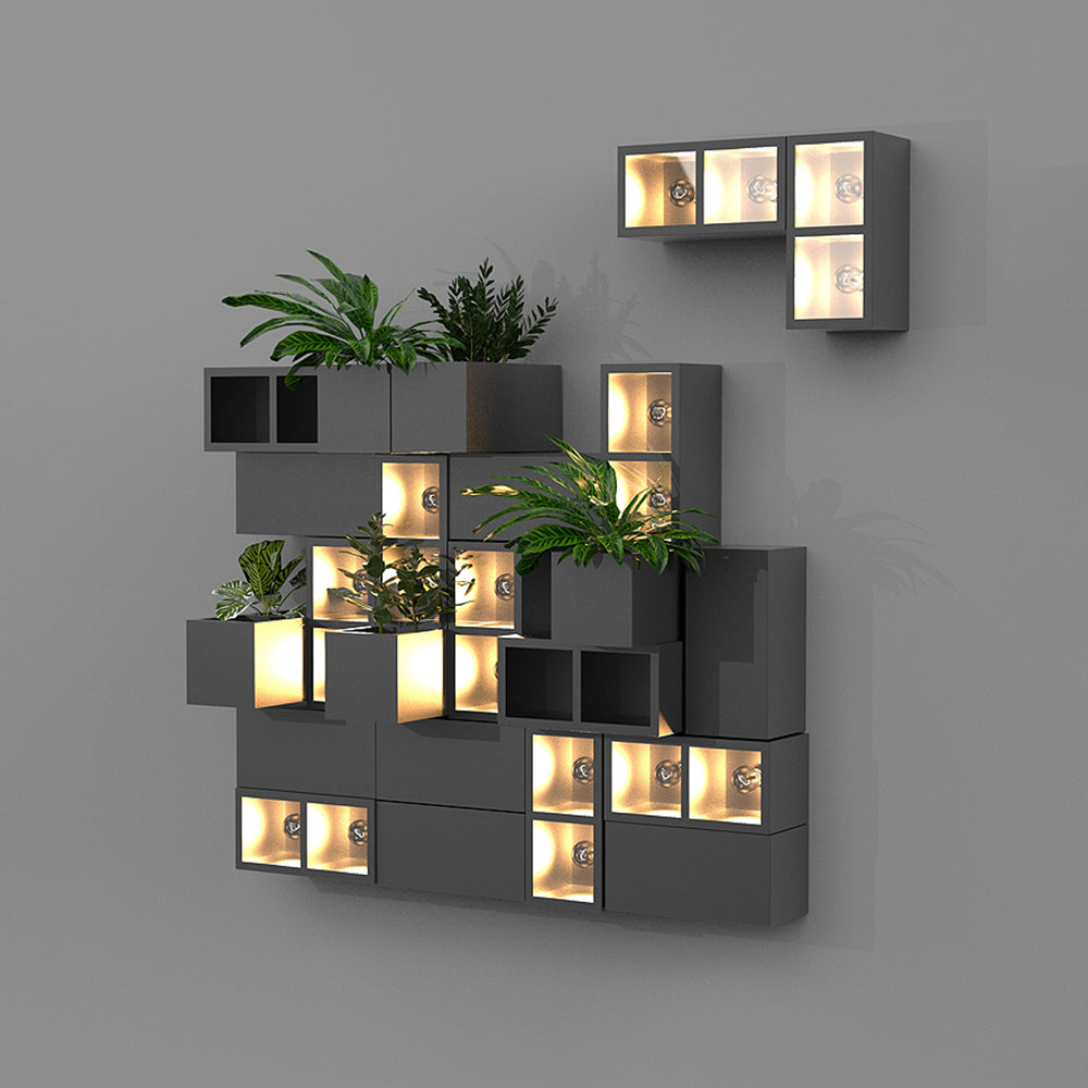 Ray Modern Cube Lampe murale d'extérieur carrée en métal/verre Noir