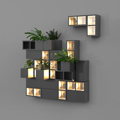 Ray Modern Cube Lampe murale d'extérieur carrée en métal/verre Noir