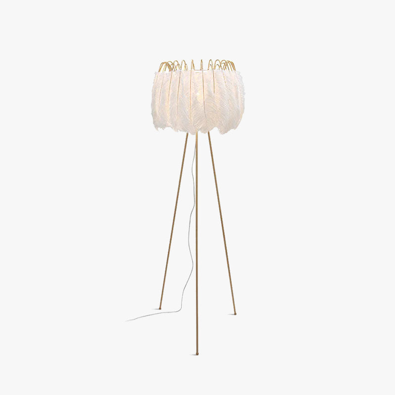 O'Moore Artistique Trépied Plume Lampadaire Blanc