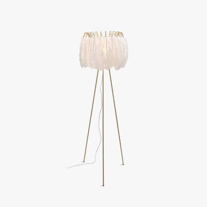 O'Moore Artistique Trépied Plume Lampadaire Blanc