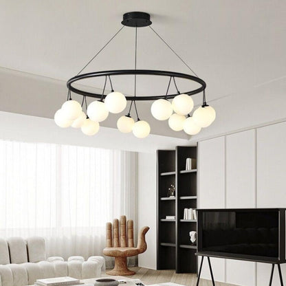 Valentina Nordic LED-Kronleuchter aus schwarzem Metall/Glas für Esszimmer/Wohnzimmer/Schlafzimmer