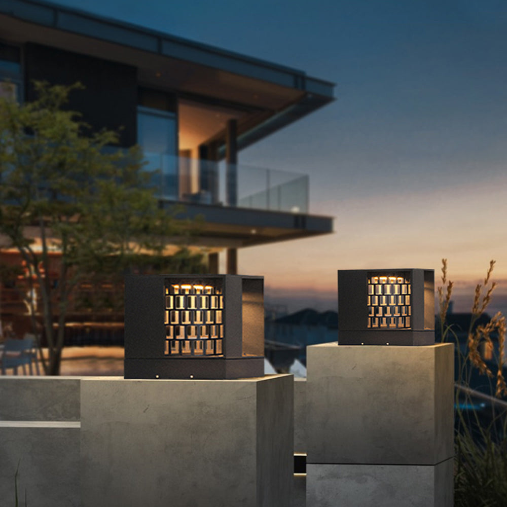 Ray Modern Pattern Metal Outdoor Table Lamps, Black