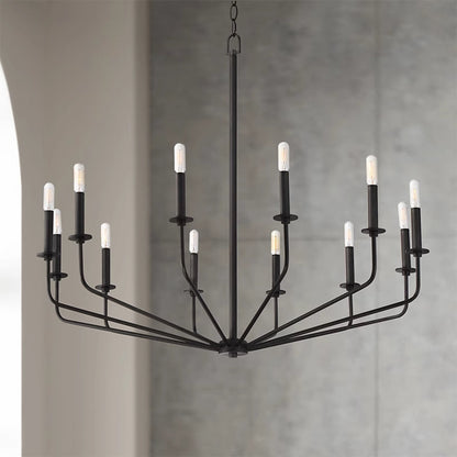 Silva Modern Industrial LED Chandelier Black Metal Living Room