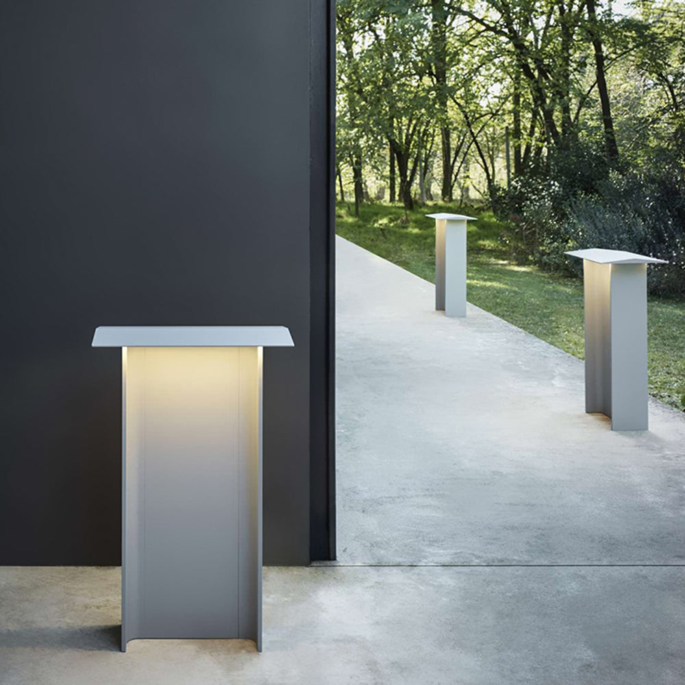 Ray Moderne rechteckige Solar-Wegeleuchte aus Metall für den Außenbereich, Grau/Schwarz