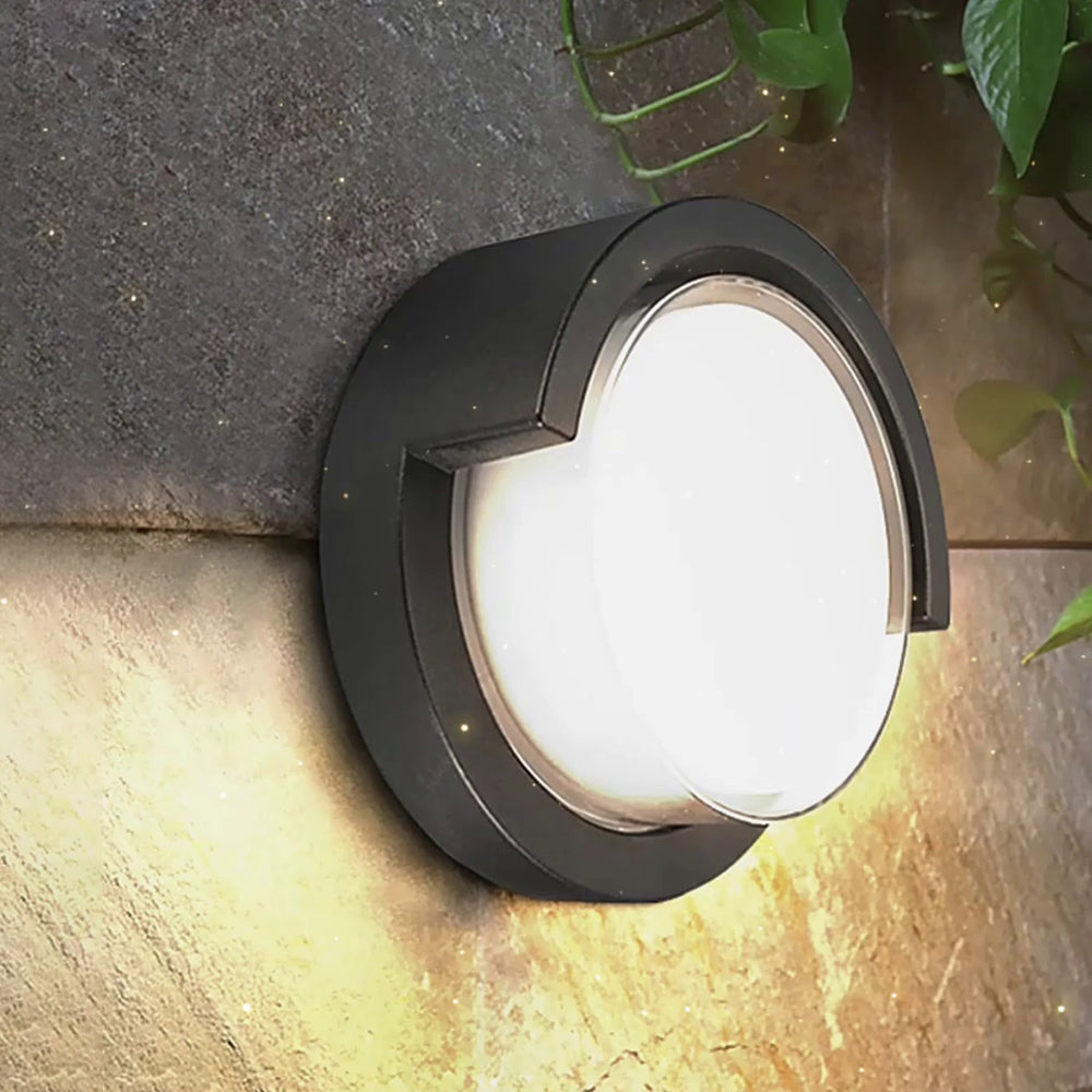 Ray Modern Round/Rectangular Metal/ Outdoor Wall Lamp, Black
