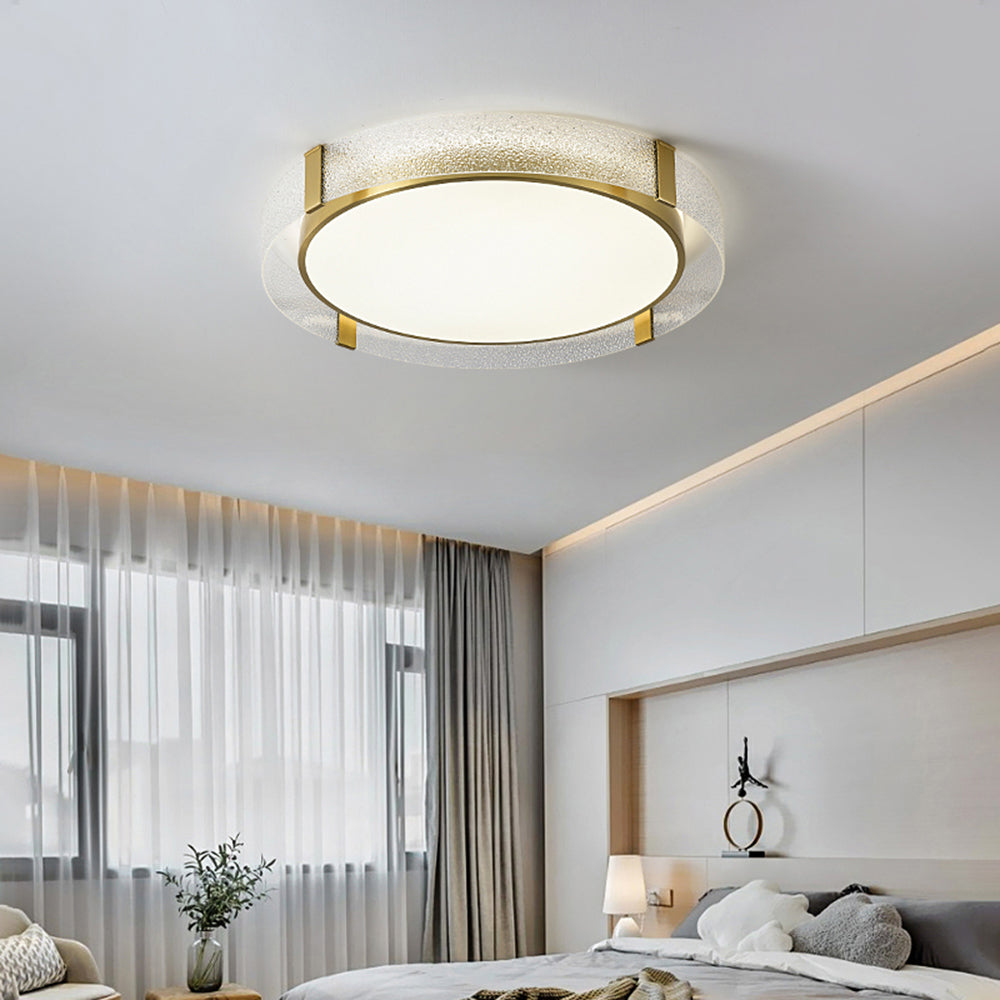 Arisha moderne runde Deckenleuchte aus Metall/Glas, goldfarben