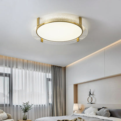 Arisha moderne runde Deckenleuchte aus Metall/Glas, goldfarben