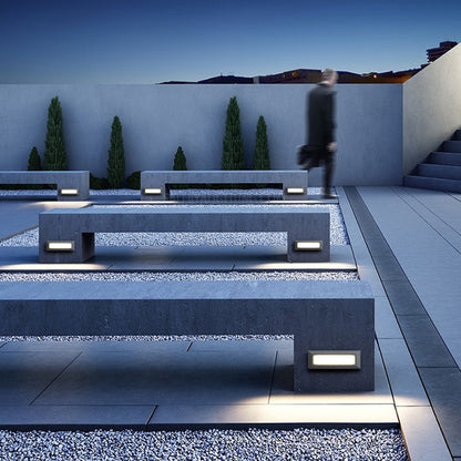 Ray Modern Metal Rectangular Outdoor Deck/Step Light, Black