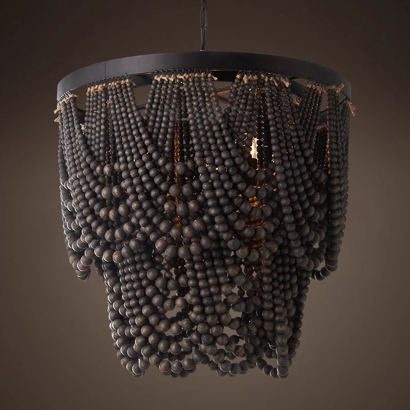 Muto Boho LED-Pendelleuchte/Kronleuchter Holz/Metall