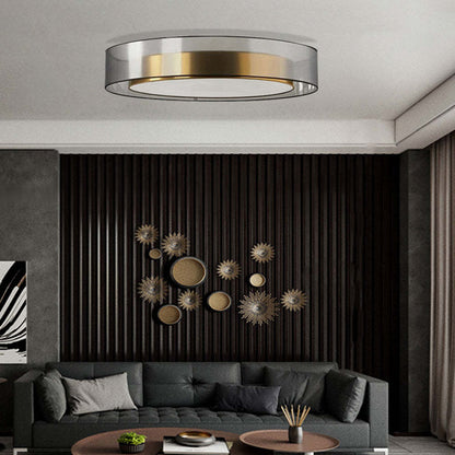 Arisha Nordic Modern Round LED Flush Mount Ceiling Light, Gold Copper