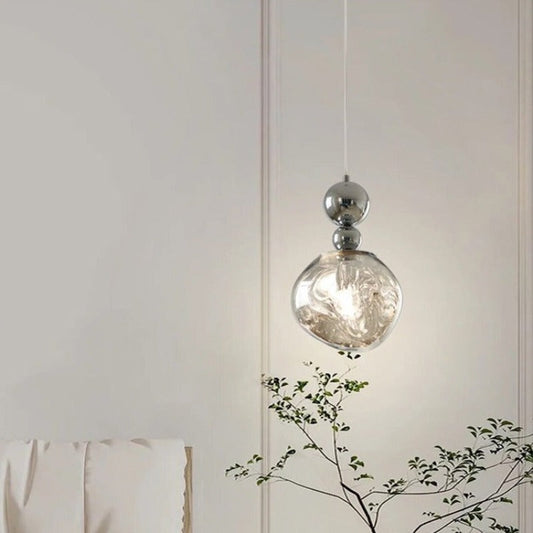 Lampada a sospensione LED retrò Valentina in metallo cromato/camera da letto