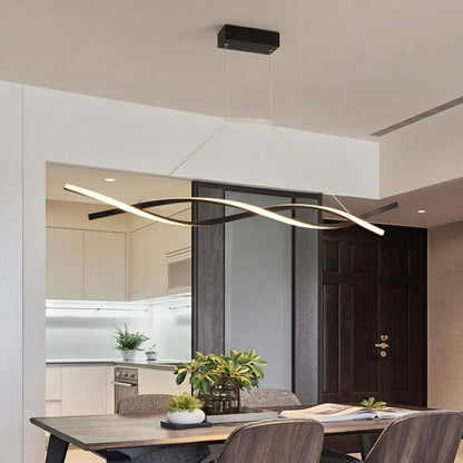 Arisha Pendant Light Linear Double Wave Modern, Metal, Black/Grey, Bedroom