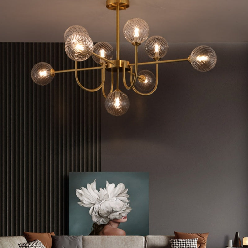 Valentina Lustre LED Moderne Or Verre Salon/Salle à Manger/Chambre