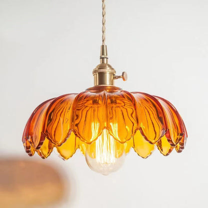 Suspension LED Rétro Valentina Verre/Métal Coloré Fleur Salle à Manger