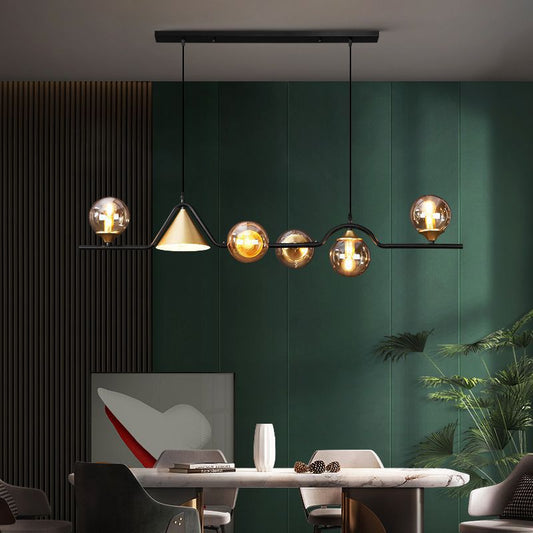 Arisha Modern LED Pendant Light Black/Gold Glass Living Room/Bedroom
