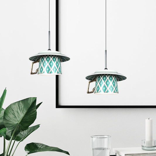 Valentina Vintage keramische hanglamp met argylepatroon, slaapkamer