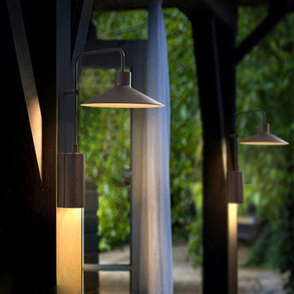 Ray Modern Minimalist Wide Cone Shape Metal Outdoor Waterproof Wall Lamp, Coffee/Green