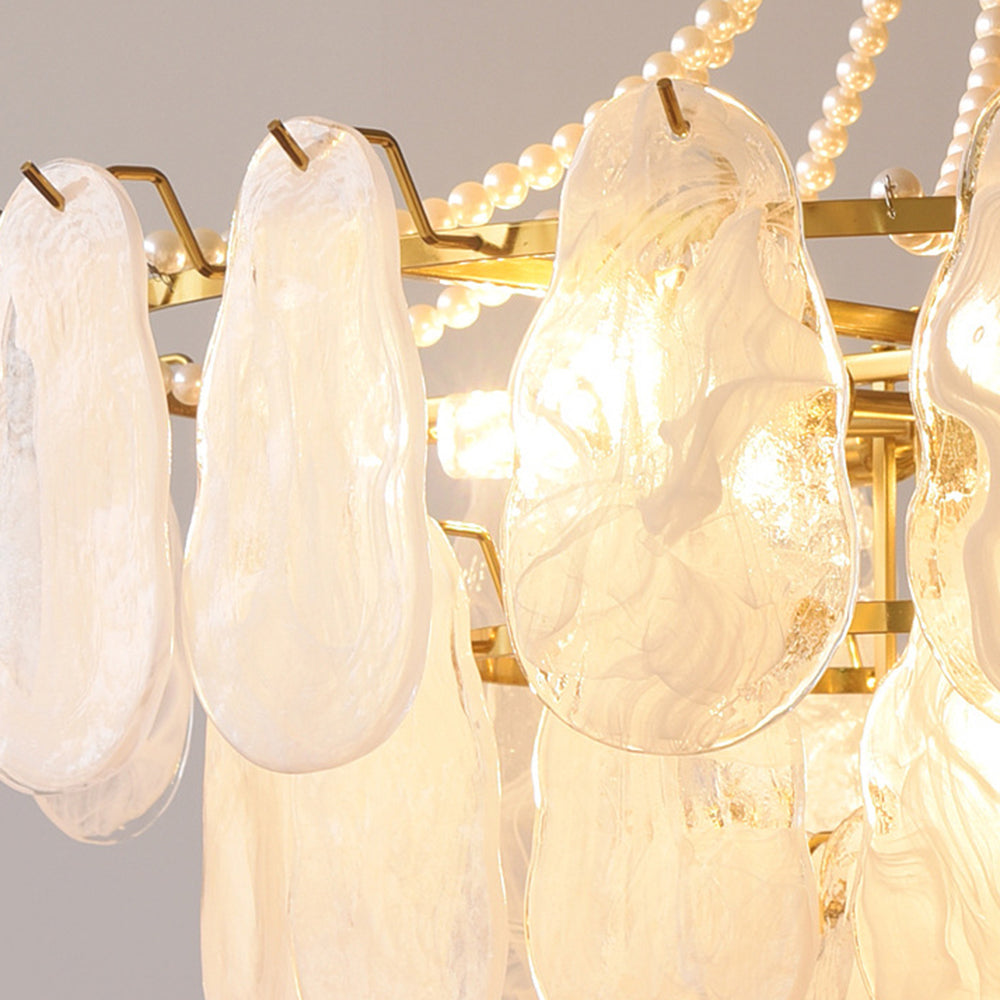 Lustre Kristy Élégant perle/verre/métal, blanc