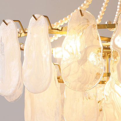 Lustre Kristy Élégant perle/verre/métal, blanc