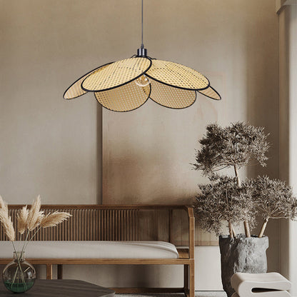 Ritta Willow weave Wabi Sabi Rattan Pendant Light, Black/White