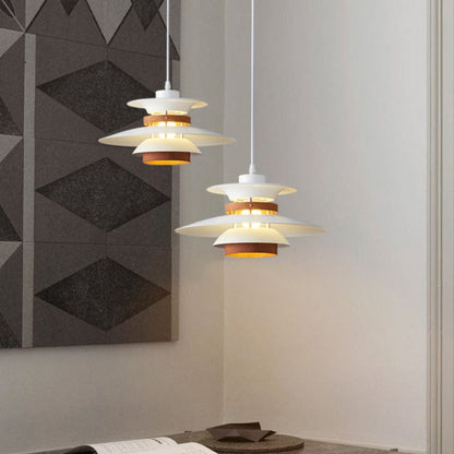 Valentina Moderne Pendelleuchte Schwarz/Weiß/Holz Metall Esszimmer