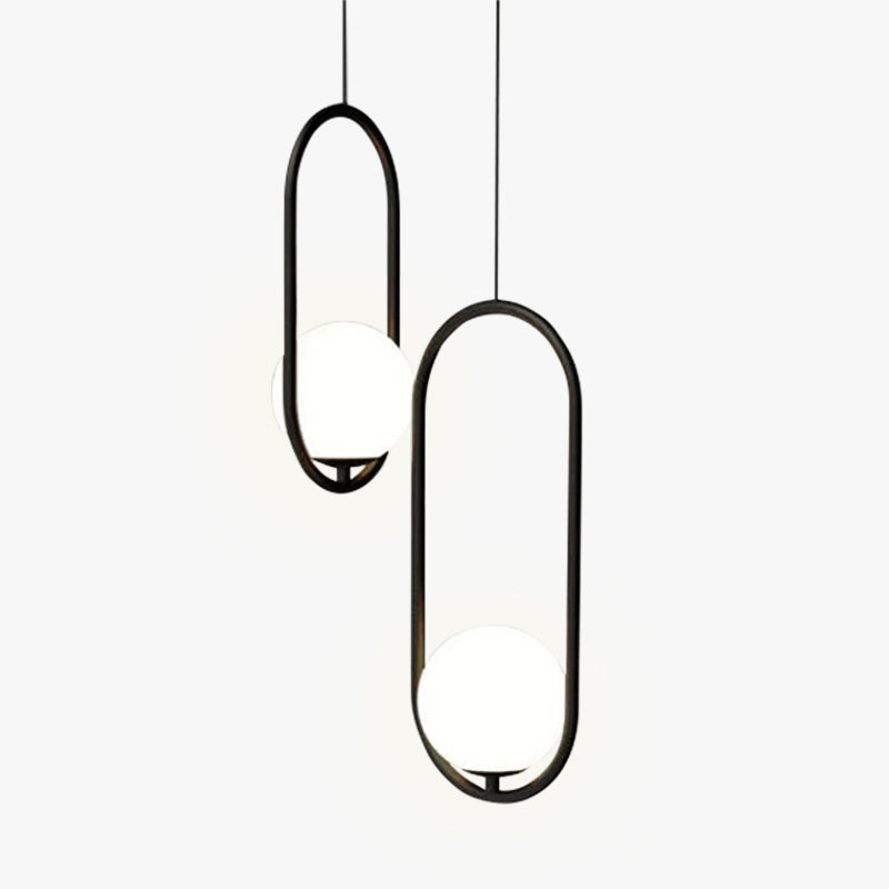 Lampe à suspension globe ovale minimaliste à cadre doré et noir Valentina