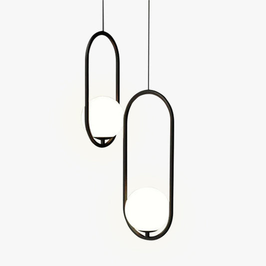 Valentina minimalistische ovale hanglamp met gouden en zwart frame