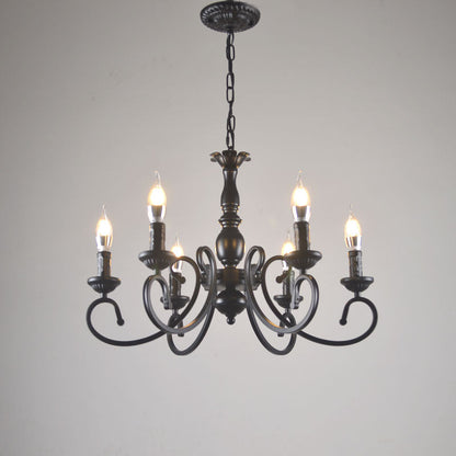 Silva Creative Retro Candle Chandelier Black Metal Bedroom