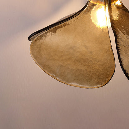 Lampe à suspension rétro en verre faite à la main Arisha, fleur à quatre feuilles