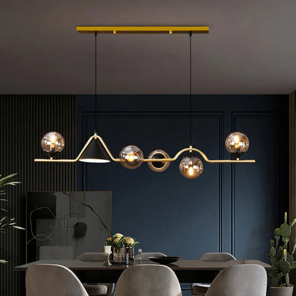 Arisha Modern LED Pendant Light Black/Gold Glass Living Room/Bedroom