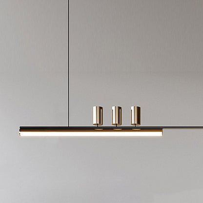 Aria Modern Long LED Pendant Light Black Metal Dining Room