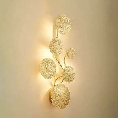 Arisha Modern Metal Round Lotus Leaf Wall Lamp, Gold