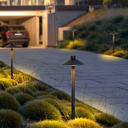 Drex Contemporary Metal Cap-Shaped Outdoor Path Light, Black