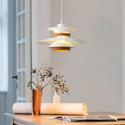 Valentina Moderne Pendelleuchte Schwarz/Weiß/Holz Metall Esszimmer