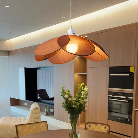 Ritta minimalistische hanglamp met stoffen bloem, oranje/bruin/beige