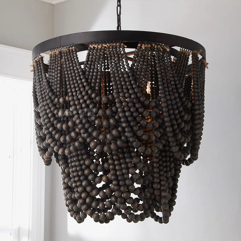 Muto Boho LED-Pendelleuchte/Kronleuchter Holz/Metall