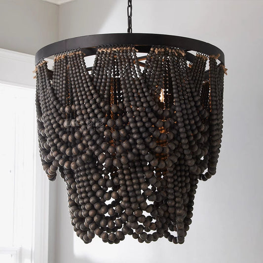 Muto Boho LED-Pendelleuchte/Kronleuchter Holz/Metall