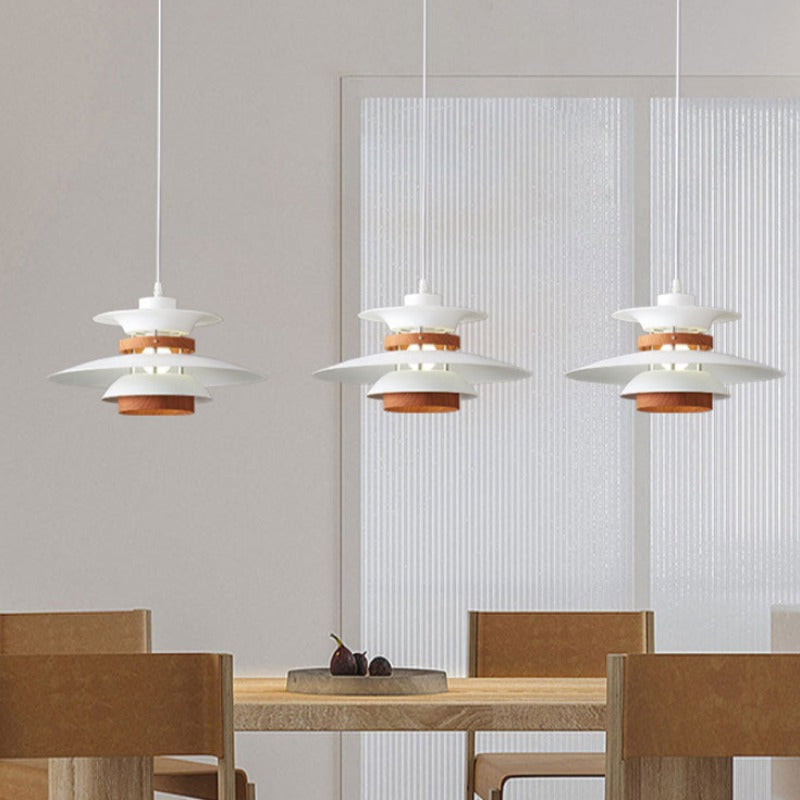 Valentina Moderne Pendelleuchte Schwarz/Weiß/Holz Metall Esszimmer