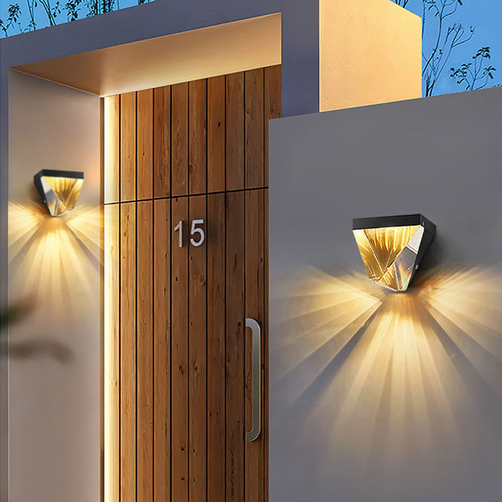 Laxor Waterproof Diamond Shape Metal/Crystal Outdoor Wall Lamp, Gold/Black