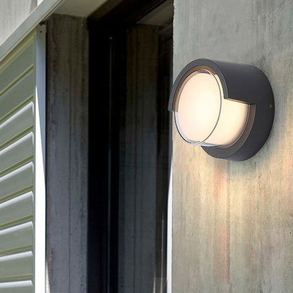 Ray Modern Round/Rectangular Metal/ Outdoor Wall Lamp, Black