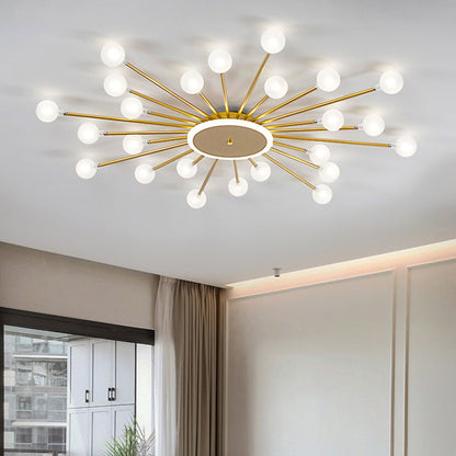 Arisha Nordic LED Flush Mount Ceiling Light Gold/Black Metal Living Room