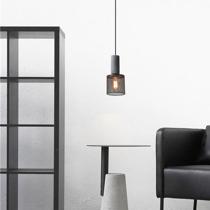 Xenith Industrial Cylindrical Pendant Light, Cement/Metal
