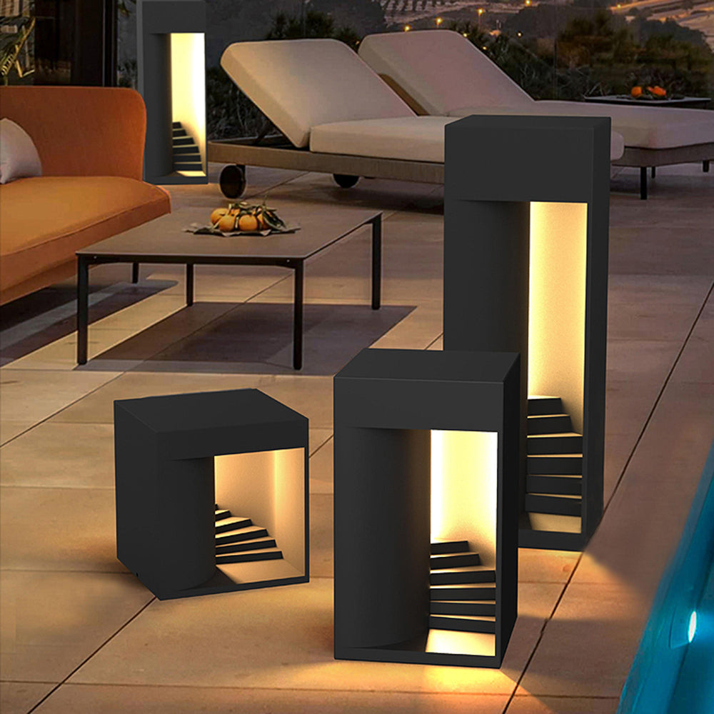 Ray Minimalistische wasserdichte quaderförmige wiederaufladbare/Solar-Tischlampe, Schwarz/Weiß