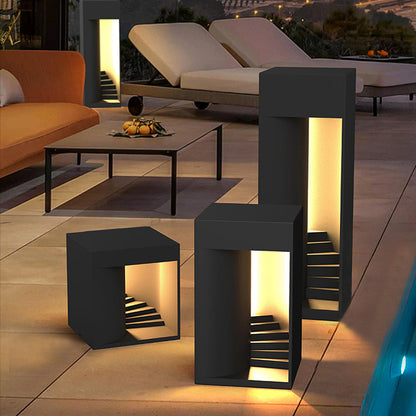Ray Minimalistische wasserdichte quaderförmige wiederaufladbare/Solar-Tischlampe, Schwarz/Weiß