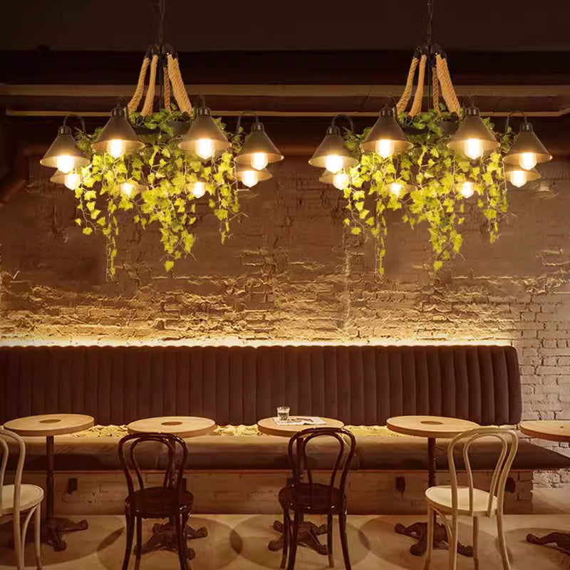 Arisha Lustre Rétro LED Métal Noir Restaurant/Bar/Salon