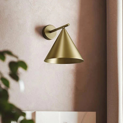 Ray Modern Minimalist Cone Metal Outdoor Waterproof Wall Lamp，Black/Gold