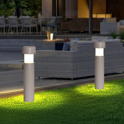 Ray Modern Metal Cylindrical Outdoor Path Light, Grey