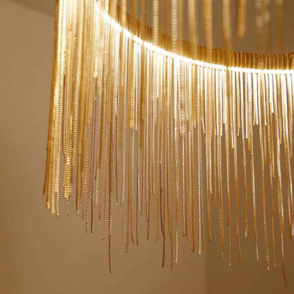 Pendentif Arisha chaîne style Art Déco argent/or pour salon/entrée